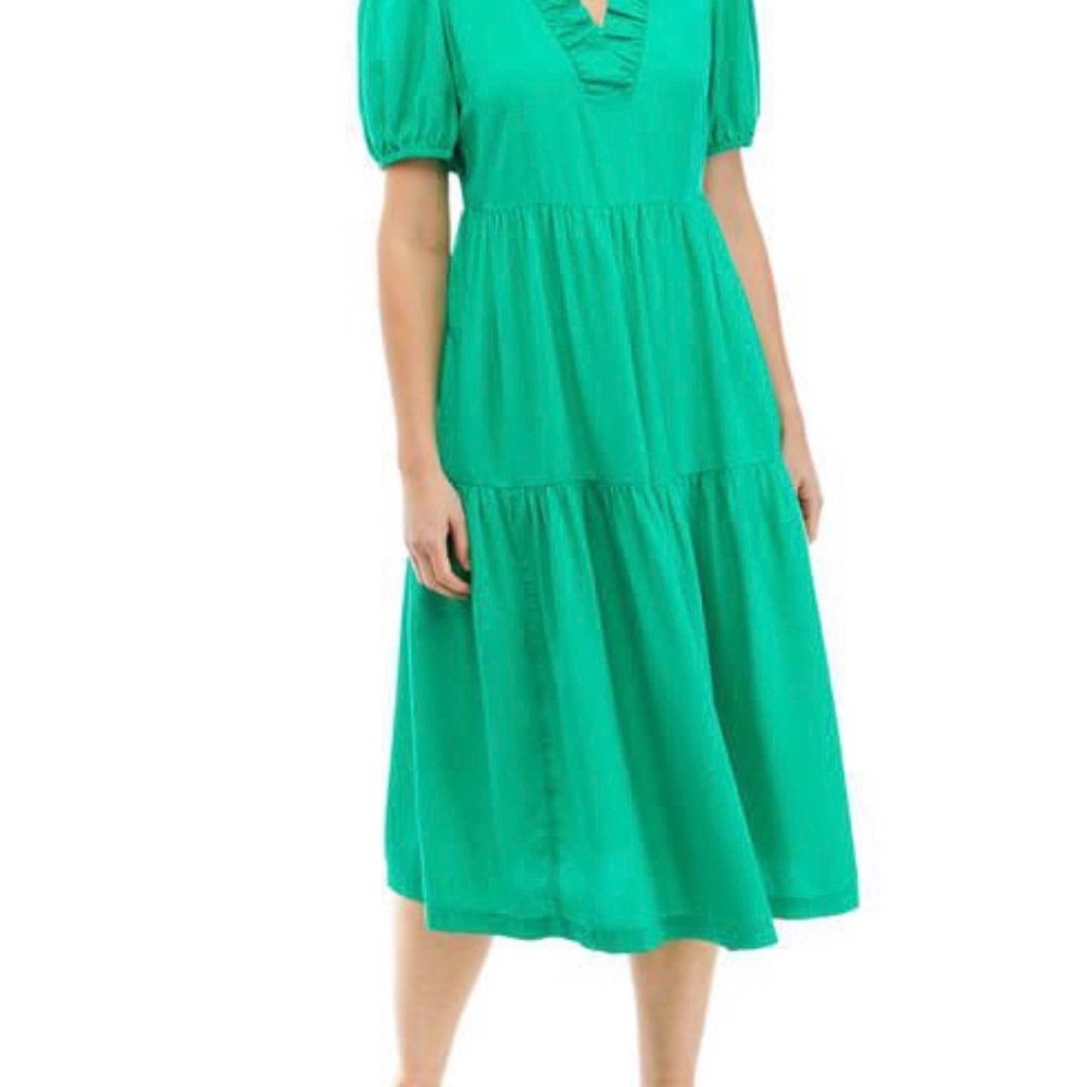 Crown & Ivy Ruffle V Neck Midi Dress